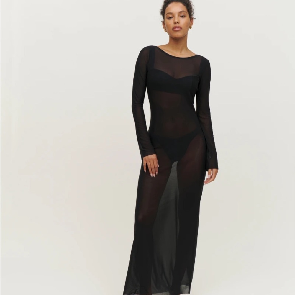 Reformation Black Sheer Maxi Dress